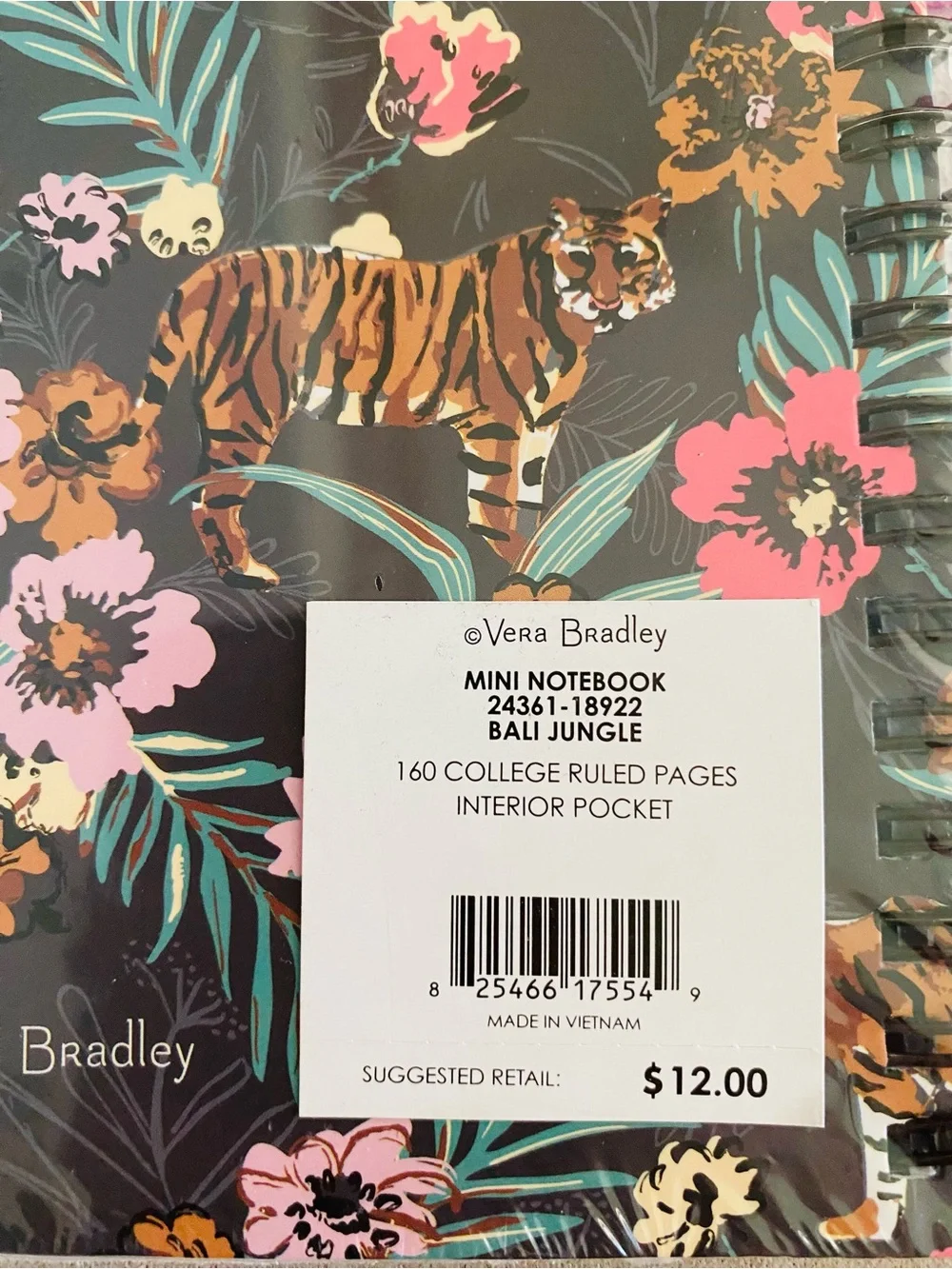 Vera Bradley Mini Spiral Notebook NWT Bali Jungle. 160 pages